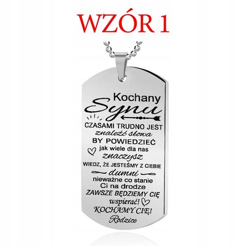Nieśmiertelnik DLA SYNA z GRAWEREM męski prezent od Mamy Taty GRAWER GRATIS na Arena.pl