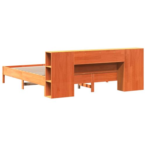 Łóżko z regałem, bez materaca, woskowy brąz, 200x200cm, sosnowe na Arena.pl