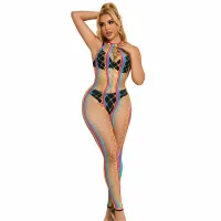 subblime rainbow halter sukienka mesh, jeden rozmiar, wielokolorowa