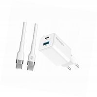 Szybka ładowarka GaN 45W 2 wejścia USB i USB-C z kablem do Samsung A72