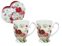 Kpl. 2 kubków w sercu - Kwiaty (CARMANI)