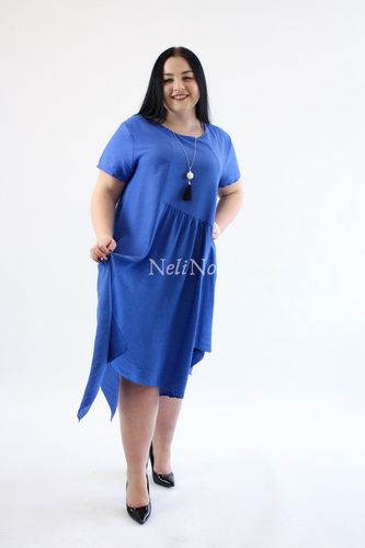 Asymetryczna sukienka z krótkim rękawem Mell Granatowa UNI na Arena.pl