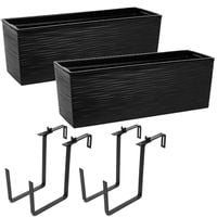 Komplet 2 sztuk Kwietnik BEGONIA dłuto + uchwyt 19 x 56 x 19,5 cm Czarny