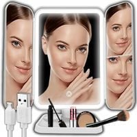 LUSTERKO KOSMETYCZNE PODŚWIETLANE LED ROZKŁADANE LUSTRO DO MAKIJAŻU PREMIUM