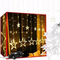 Kurtyna ŚWIETLNA GIRLANDA ŚWIĄTECZNA GWIAZDKI LED SIECIOWE 140CM