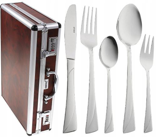 Sztućce Satynowane w Walizce 72 ele 12 osób na Arena.pl