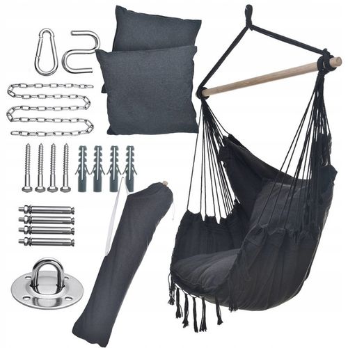 Ciemno szary Antracyt hamak brazylijski kokon huśtawka ogrodowa poduszki na Arena.pl