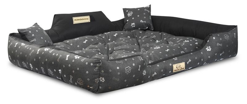 Legowisko dla psa kojec KINGDOG 115x95 cm wodoodporne kości srebrne zdjęcie 3