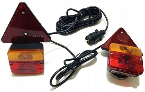 ZESTAW LAMP DO PRZYCZEPKI TRÓJKAT MAGNES WTYK ŚWIATŁA TYŁ HOMOLOGACJA 7 PIN na Arena.pl