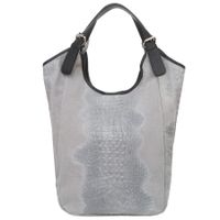 VERA PELLE torebka zamszowa worek shopper kroko na ramię V655 j.szara