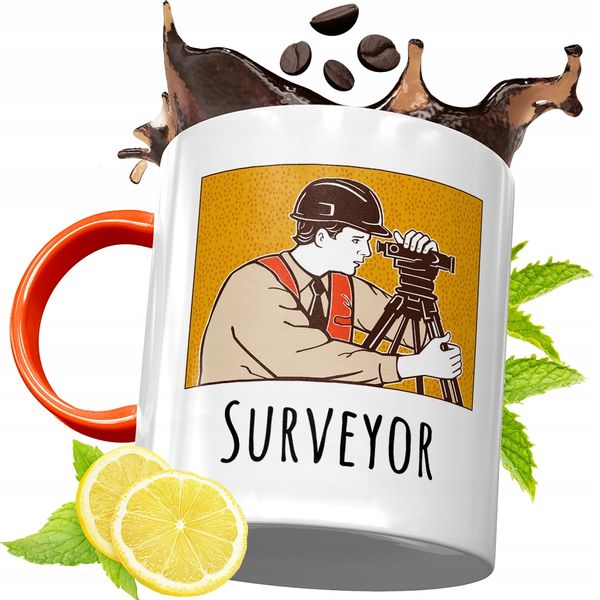 Kubek Pomarańczowy Dla Geodety Prezent Z Nadrukiem Ze Zdjęciem zdjęcie 1