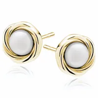 POZŁACANE SREBRNE KOLCZYKI PLECIONE KÓŁKA KÓŁECZKA JASNE PERŁY PEREŁKI