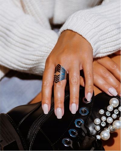 Pierścionek damski REGULOWANY szeroki geometryczny na Arena.pl