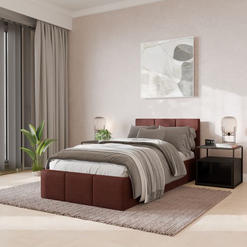 ŁÓŻKO POJEDYNCZE 90x200cm ŁÓŻKO TAPICEROWANE Z POJEMNIKIEM BRUDNY RÓŻ na Arena.pl