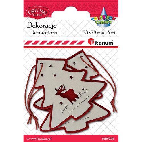 zawieszka filcowo-drewniana choinka 78x78mm 3 szt titanum na Arena.pl
