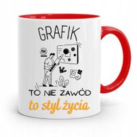Kubek Czerwony Dla Grafika Nie Zawód To Styl Życia Z Nadrukiem Ze Zdjęciem