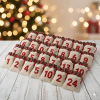 KALENDARZ ADWENTOWY DIY 24 WORECZKI JUTOWE Z KORONKĄ + SZNUREK NUMERY