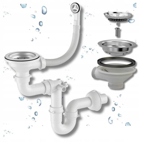 SYFON PRZYŚCIENNY do Zlewu Odpływ CHROM Jednokomorowy z Przelewem na Arena.pl