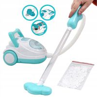Zabawkowy Odkurzacz biało turkusowy baterie ssący