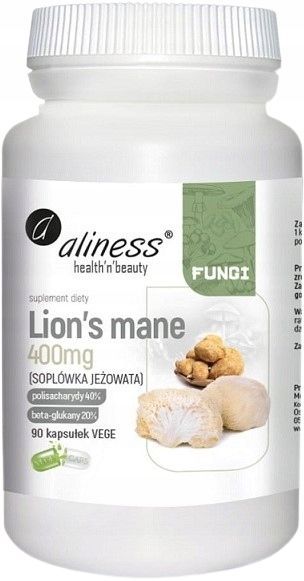 ALINESS Soplówka Jeżowata LION'S MANE 400MG 90 kaps. Koncentracja Pamięć zdjęcie 1