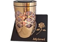 MĄŻ MĘŻOWI ZNICZ LAMPION SOLARNY SOLAR FOTOWOLTAICZNY TUBA RÓŻA ZŁOTO