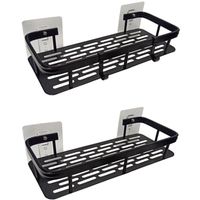 Zestaw 2 półek łazienkowych wiszących czarnych metalowych