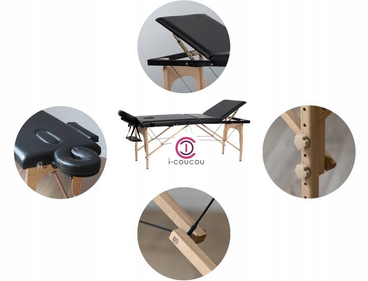 Stół Łóżko Masażu Składany Przenośny Drewniany 3- Segmentowy Leżanka zdjęcie 10