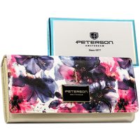 elegancki portfel damski w kwiaty wykonany ze skóry naturalnej