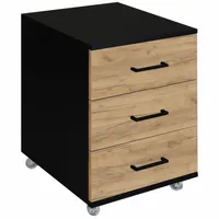 KONTENEREK POD BIURKO NA KÓŁKACH LOFTOWY SZUFLADY CICHY DOMYK DĄB ZŁOTY