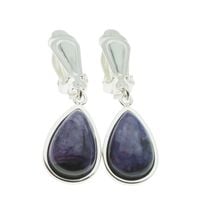 Klipsy - Czaroit łza 15x10mm w srebrze