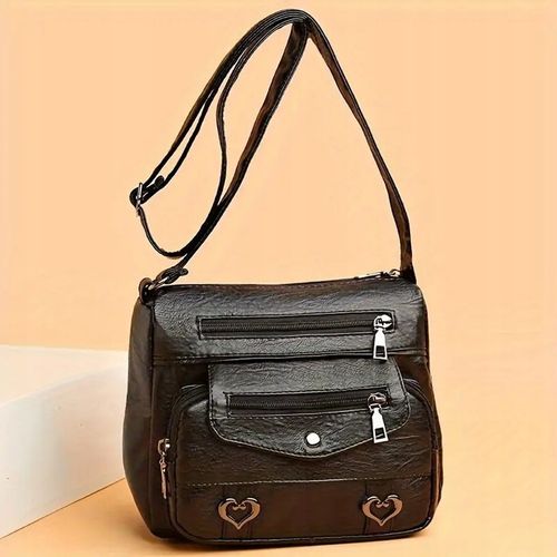 Torebka Damska MAŁA CZARNA na Ramię W serca Pojemna Kuferek Dużo Kieszonek na Arena.pl