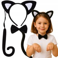 STRÓJ KOTA USZY OGON ZESTAW DODATEK DO STROJU KOTEK 3SZT HALLOWEEN