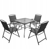 KRZESŁA OGRODOWE 4 STÓŁ 1 X ZESTAW MEBLI OGRODOWYCH CZARNE NA BALKON TARAS