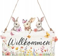 2X WIANEK WIELKANOCNY NA DRZWI DREWNIANA DEKORACJA ZAJĄCZKI