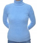 Damski sweter typu alpaka golf w prążek UNI