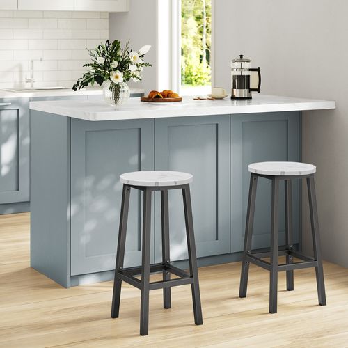 Taboret barowy - marmur / nogi czarne na Arena.pl