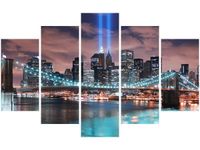 70 100CM OBRAZ 5 ELEM PANORAMA MANHATTANU DRUK PŁÓTNO