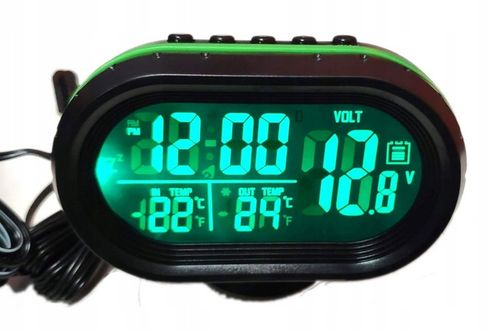 Termometr samochodowy stacja pogody 12V - woltomierz- zielony / czerwony CE na Arena.pl
