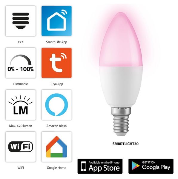 ALECTO SMARTLIGHT30 - INTELIGENTNA ŻARÓWKA LED Z WI-FI, 4ASMARTLIGHT30 zdjęcie 2