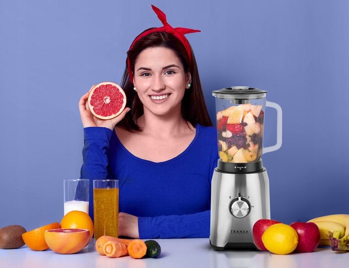 BLENDER KIELICHOWY SZKLANY do owoców i warzyw Kruszy Lód TRANSA 1600W zdjęcie 13