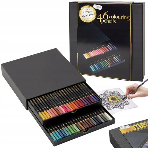 KREDKI OŁÓWKOWE PROFESJONALNE MIĘKKIE ZESTAW DO RYSOWANIA KREDEK 46 KOL na Arena.pl