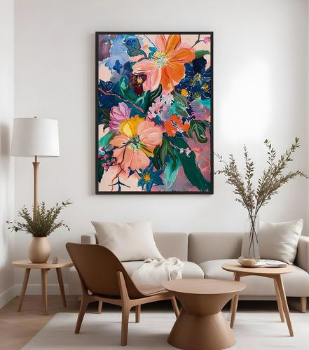 Plakat w ramie abstrakcja kwiaty 30x40 cm w czarnej ramie na Arena.pl