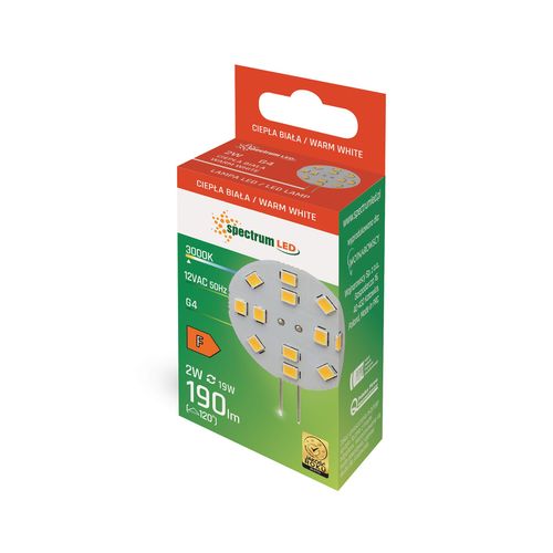 Żarówka LED G4 12V 2W 12 LED Barwa Ciepła 30mm SpectrumLED WOJ+13782 na Arena.pl