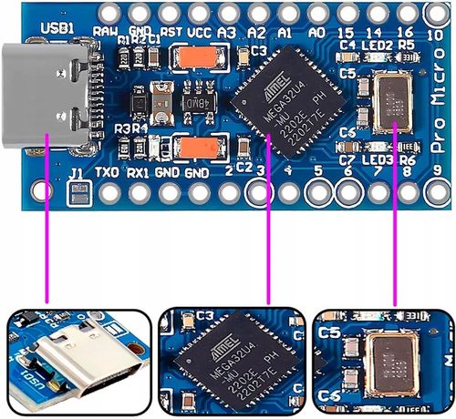 Moduł PRO Micro ATmega32U4 Zgodny z Arduino Leonardo USB-C na Arena.pl
