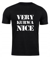 KOSZULKA MESKA Z NADRUKIEM VERY KURW* NICE roz.L