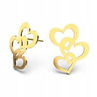 Złote Kolczyki Trzy Serduszka Próba 585