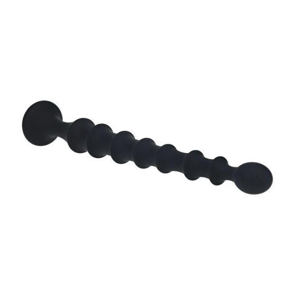 Ribbed Silicone Flared Anal Probe - Black zdjęcie 4