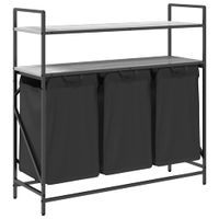 Kosz na pranie 3 przegrody z półkami, szary dąb sonoma