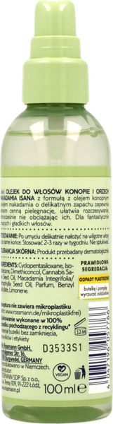 ISANA HANF & MACADAMIA OLEJEK DO WŁOSÓW 100 ML zdjęcie 2