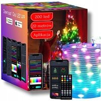 LAMPKI CHOINKOWE LED ŚWIĄTECZNE 20M BLUETOOTH SMART TAŚMA 200SZT MULTIKOLOR